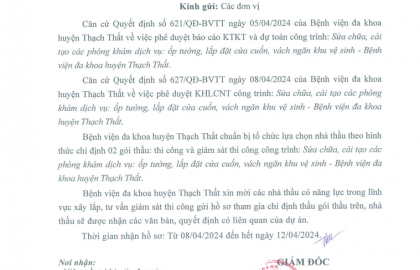 Thư mời tham gia chỉ định thầu số 635
