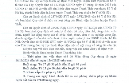 Lịch làm việc mùa đông năm 2024