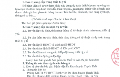 Thư mời chào giá divhj vụ và cung cấp TTBYT 1006