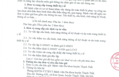 Chào giá dịch vụ và cung cấp trang thiết bị y tế 808