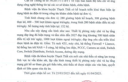 Thư mời số 472 khảo sát, tư vấn lập cấu hình phần cứng - hạ tầng mạng