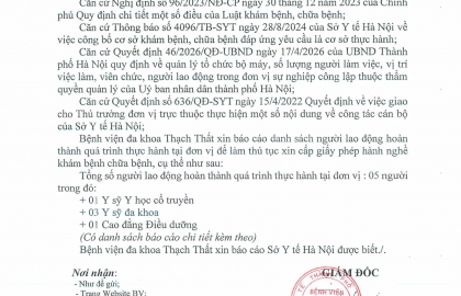 Thông báo người lao động hòan thành quá trình thực hành Tháng 6 năm 2026